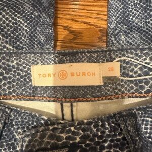 Tory Burch Denim with Blue Snakeskin Design